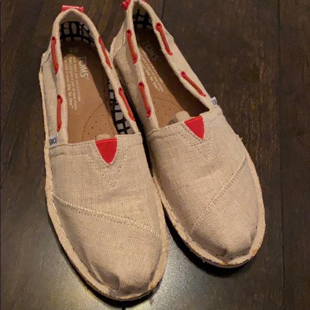 Toms Stitchout Burlap Bimini size 8 brand new